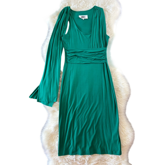 MM6 Maison Margiela Paris Kelly Green Jersey Dress Small S MM6 Maison Margiela Paris Kelly Green Jersey Dress Small S